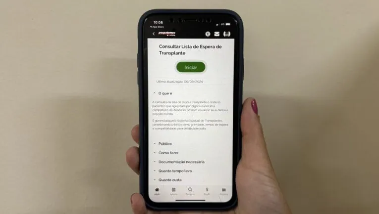 Pacientes podem consultar posição na fila de transplante pelo app do Poupatempo