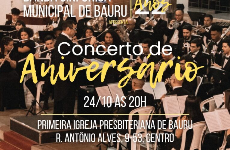 Concerto de 22 anos da Banda Sinfônica Municipal de Bauru será na quinta-feira